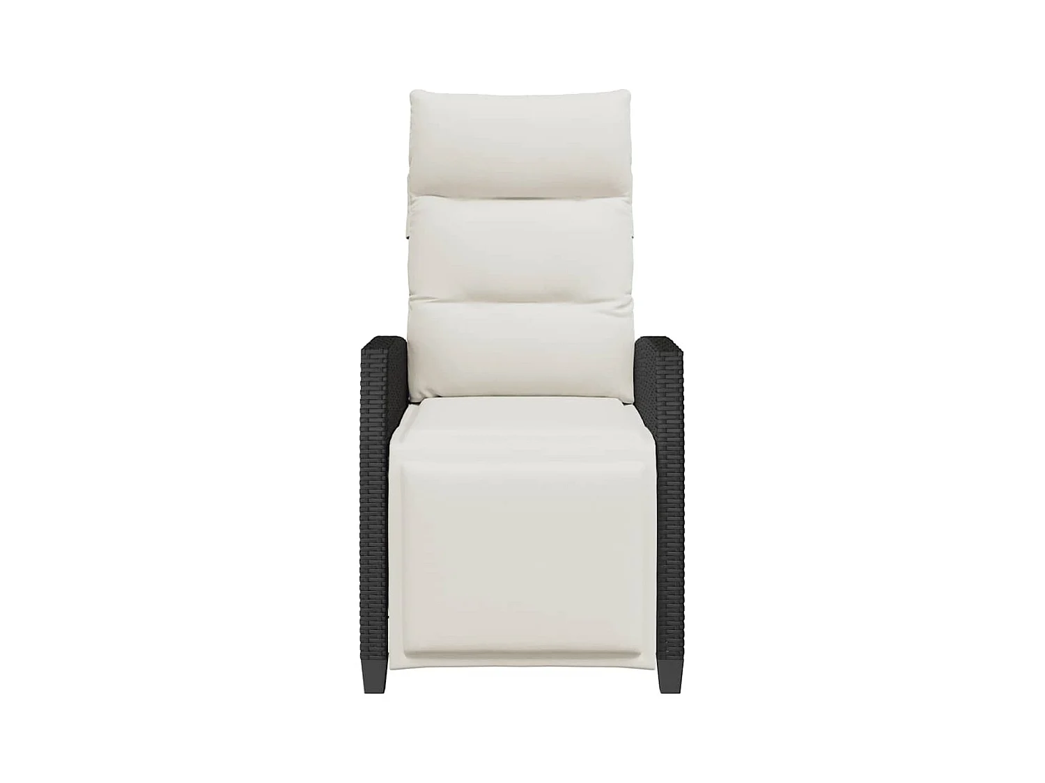 Sedia da giardino reclinabile con tavolino laterale in polyrattan nero