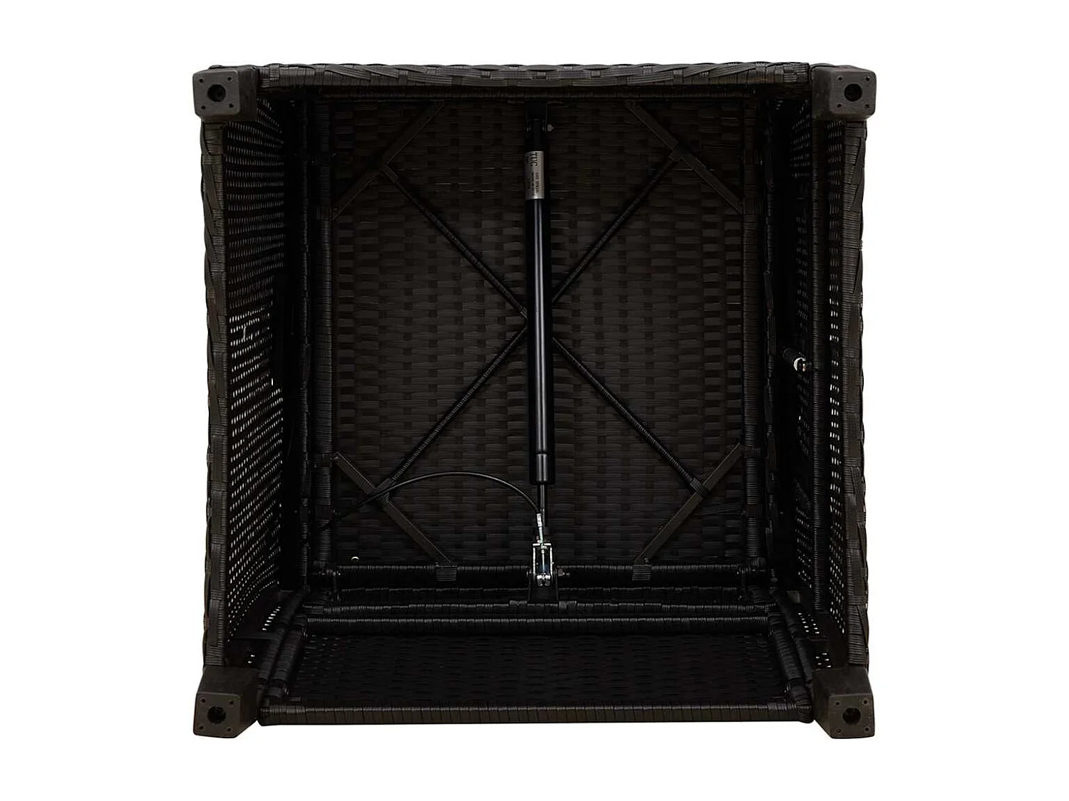 Sedia da giardino reclinabile con tavolino laterale in polyrattan nero