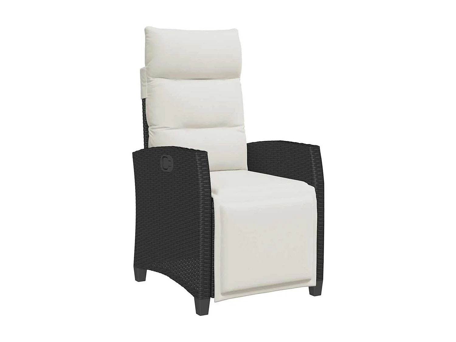 Chaise de jardin inclinable avec table d'appoint noir polyrotin