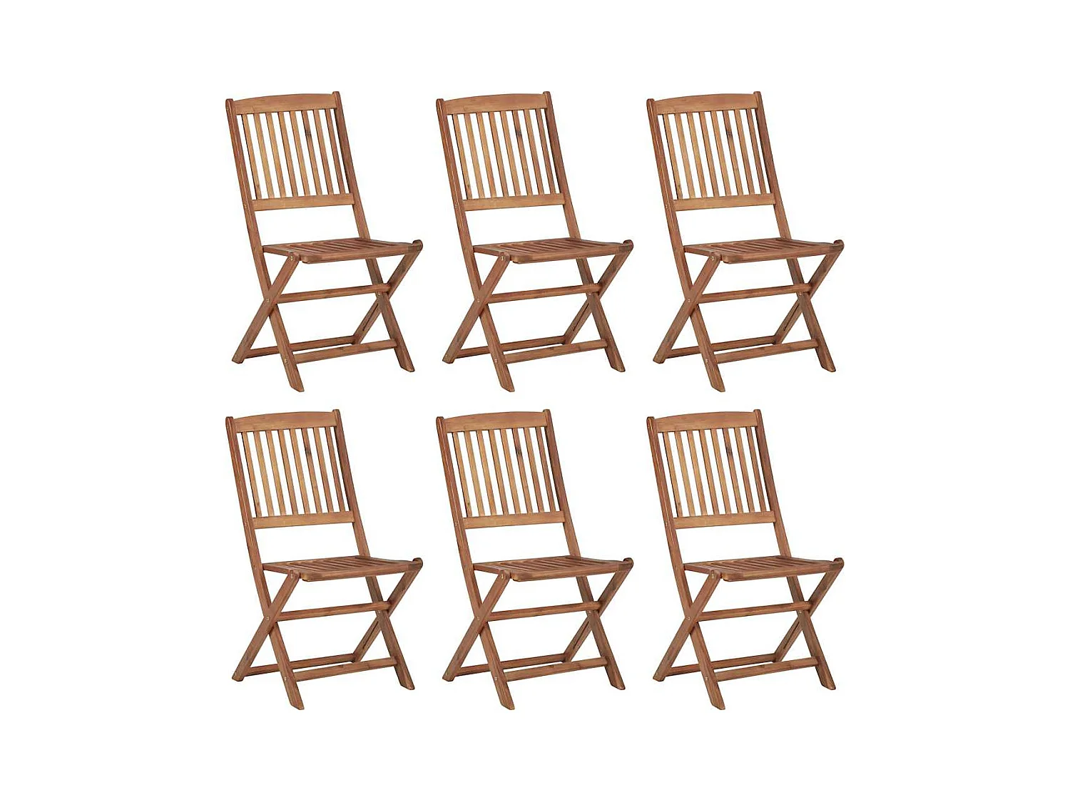 Chaises pliables de jardin lot de 6 avec coussins Bois d'acacia