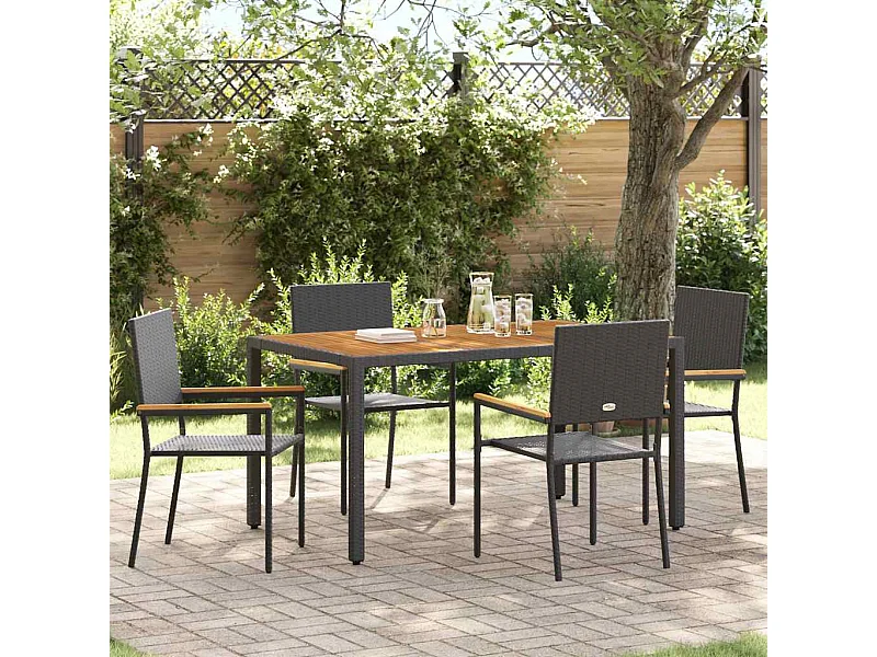 5-delige tuinset, zwart, hout