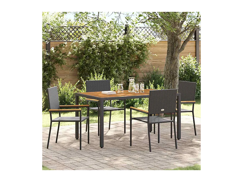 5-delige tuinset, zwart, hout