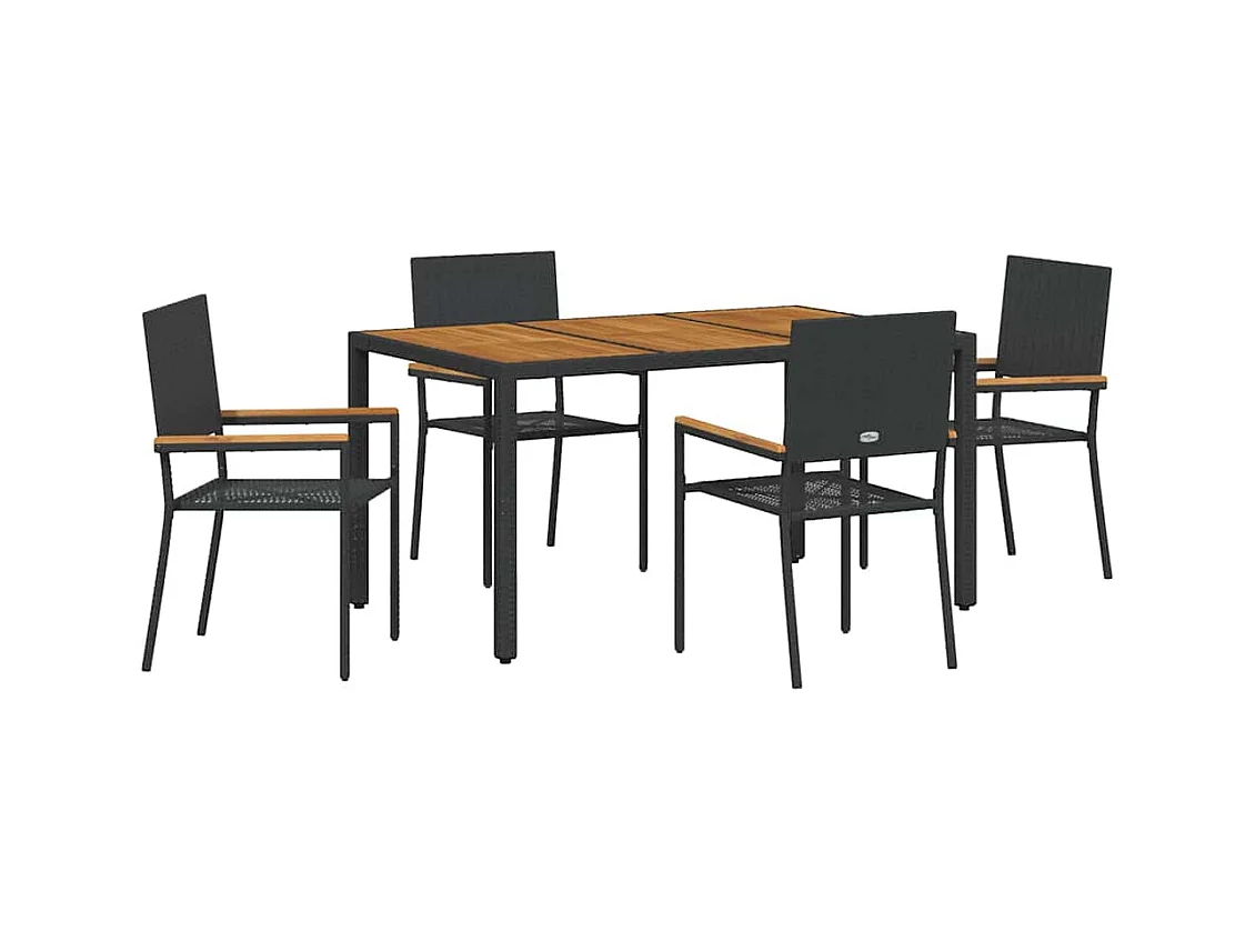 5-delige tuinset, zwart, hout