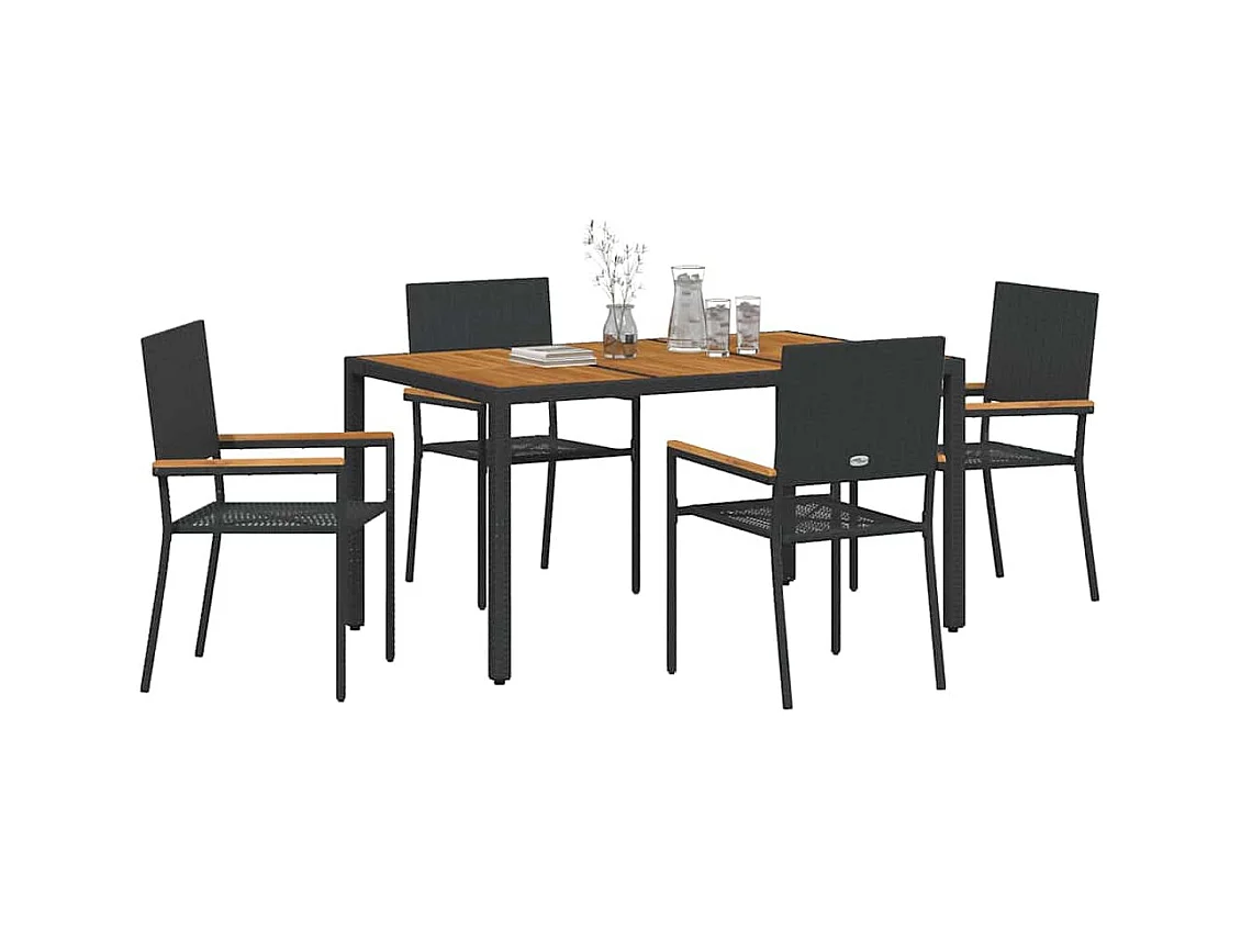 5-delige tuinset, zwart, hout