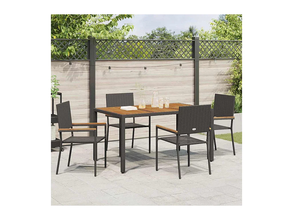 5-delige tuinset, zwart, hout