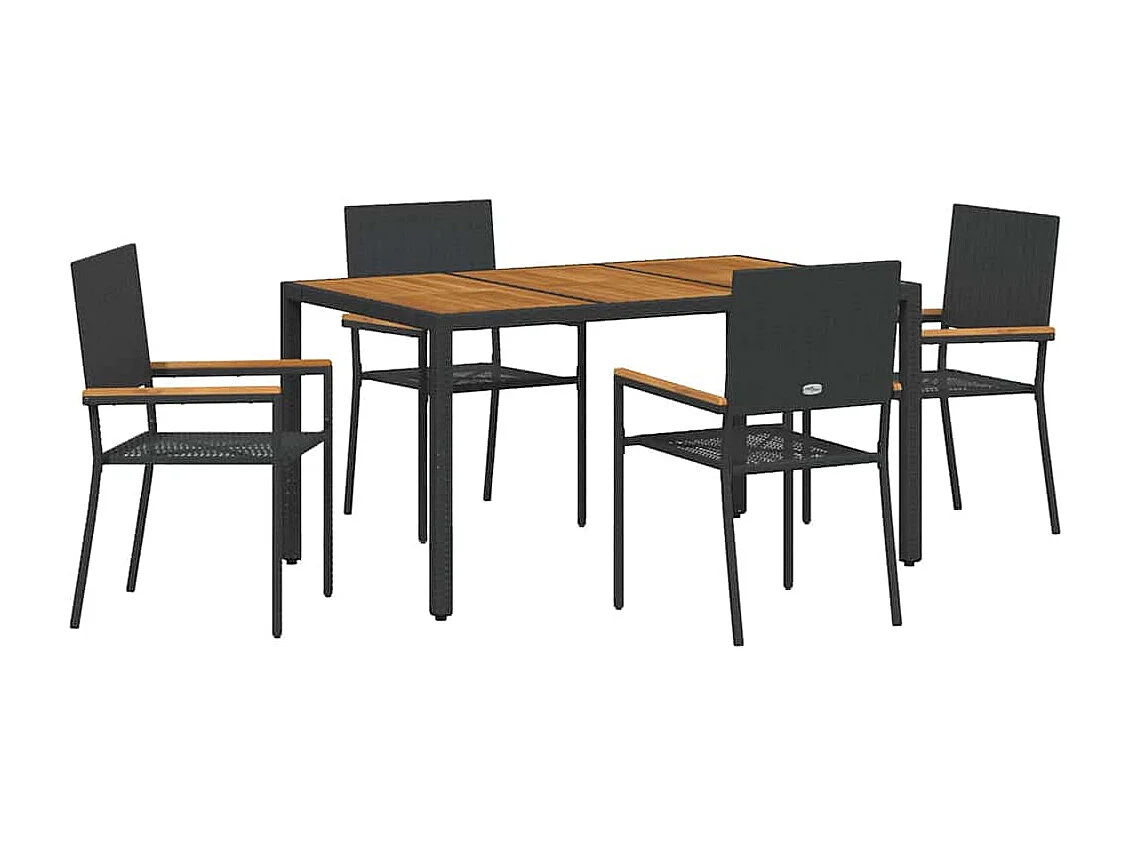 Ensemble de salle à manger pour jardin 5 pcs Noir, Bois