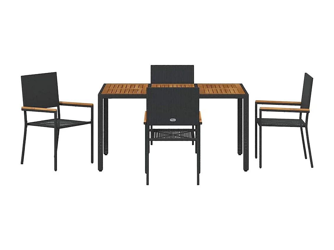 Ensemble de salle à manger pour jardin 5 pcs Noir, Bois
