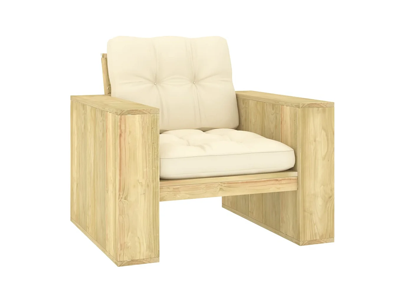 Chaise de jardin avec coussins crème Bois de pin imprégné