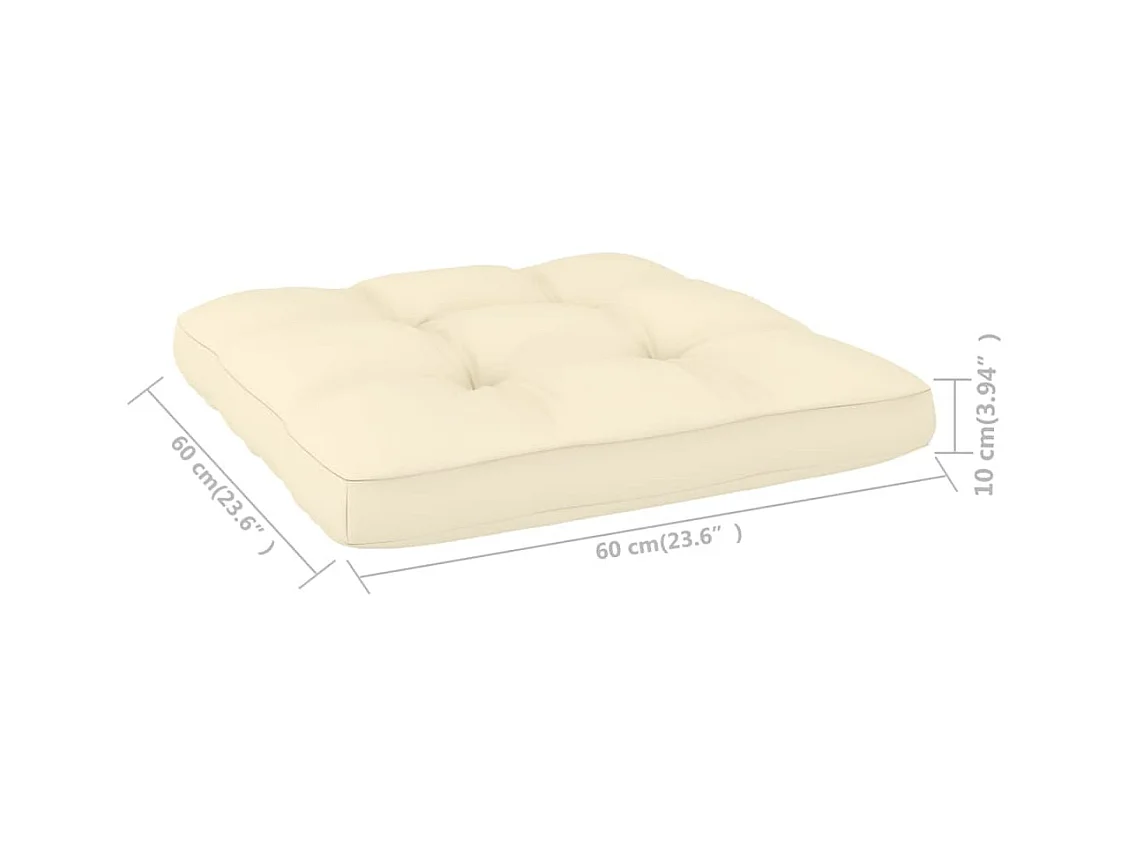 Chaise de jardin avec coussins crème Bois de pin imprégné