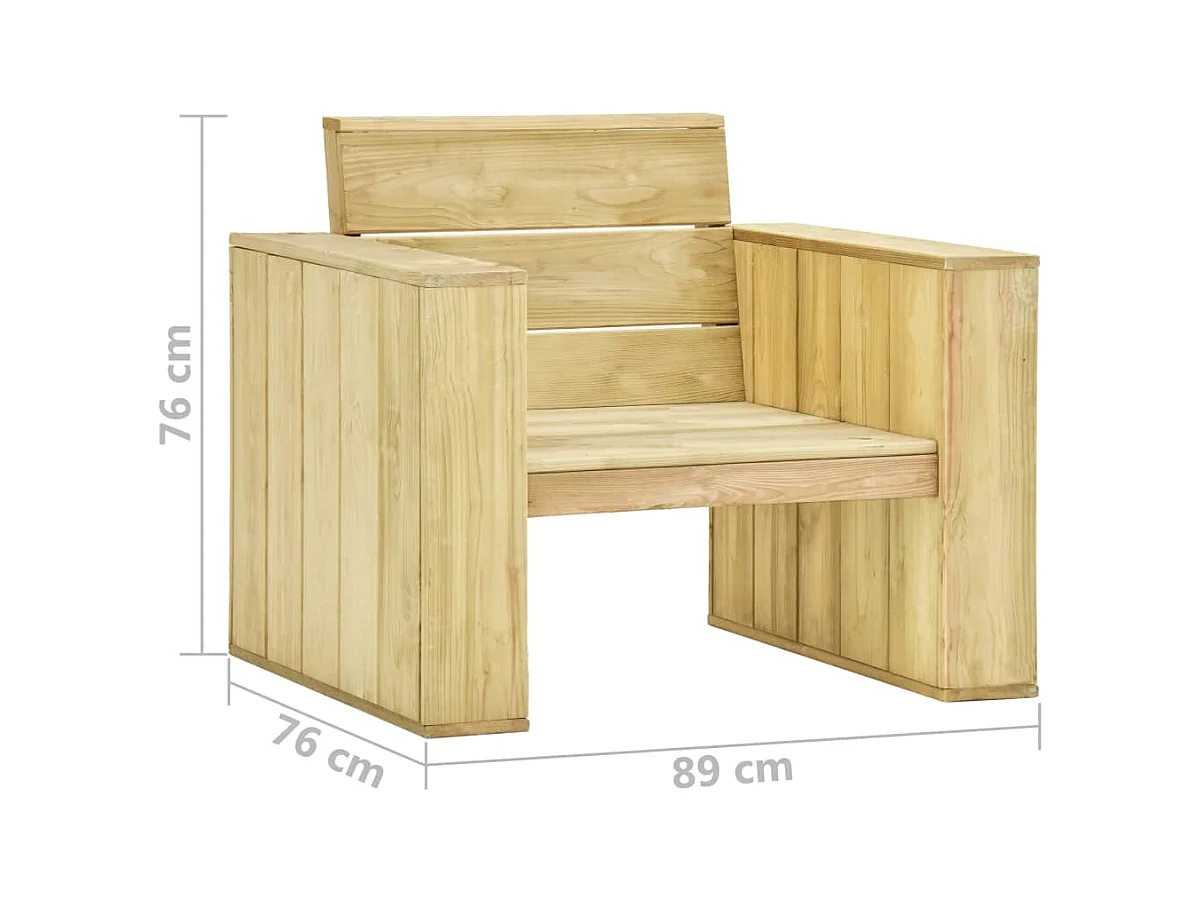 Chaise de jardin avec coussins crème Bois de pin imprégné