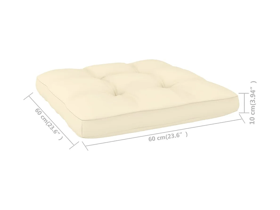 Chaise de jardin avec coussins crème Bois de pin imprégné