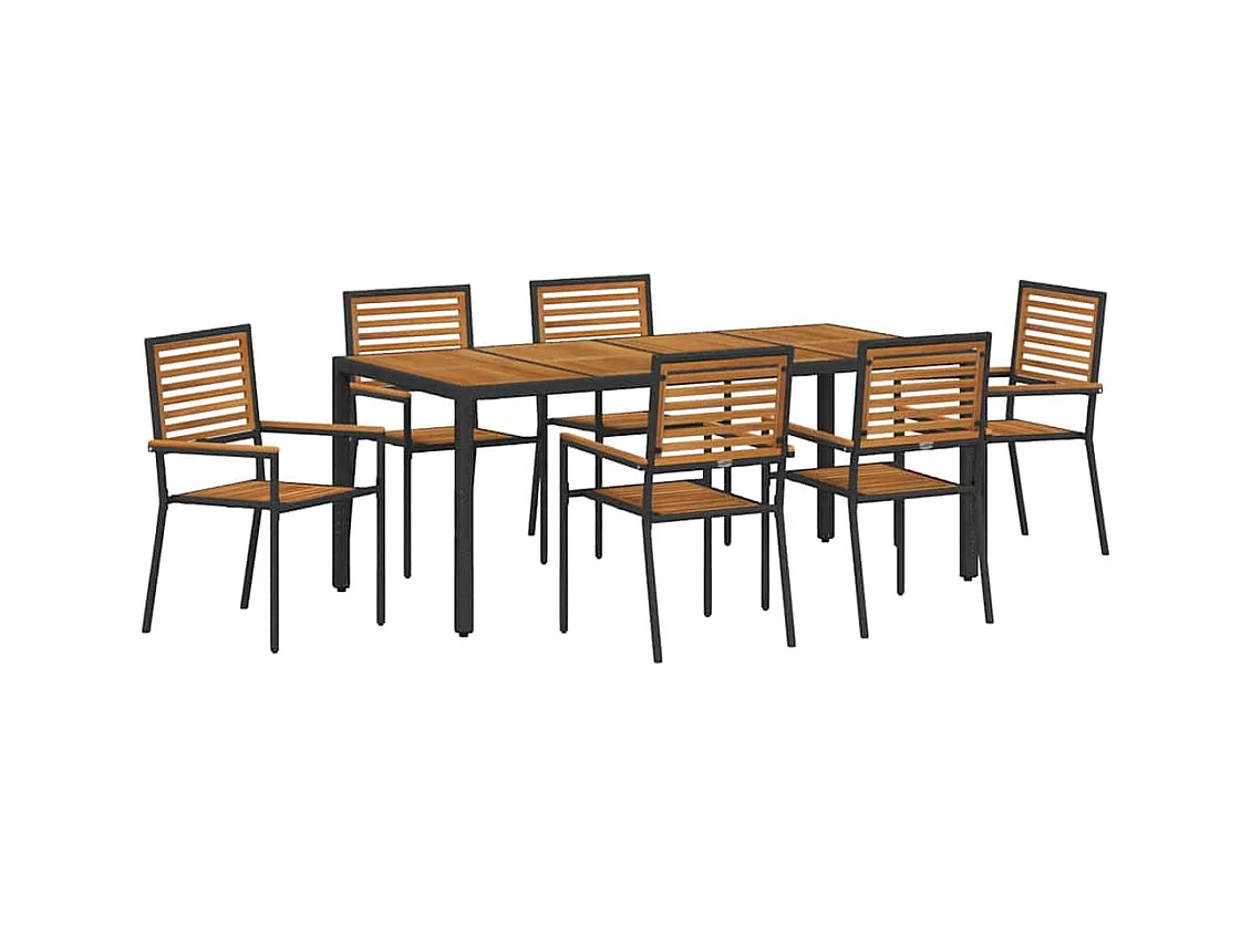 7-delige tuinset, zwart, hout