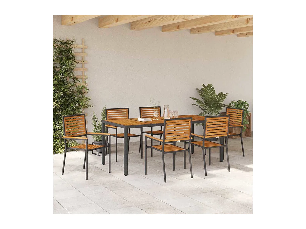 7-delige tuinset, zwart, hout