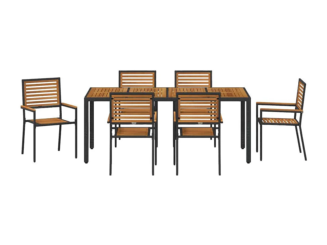 7-delige tuinset, zwart, hout