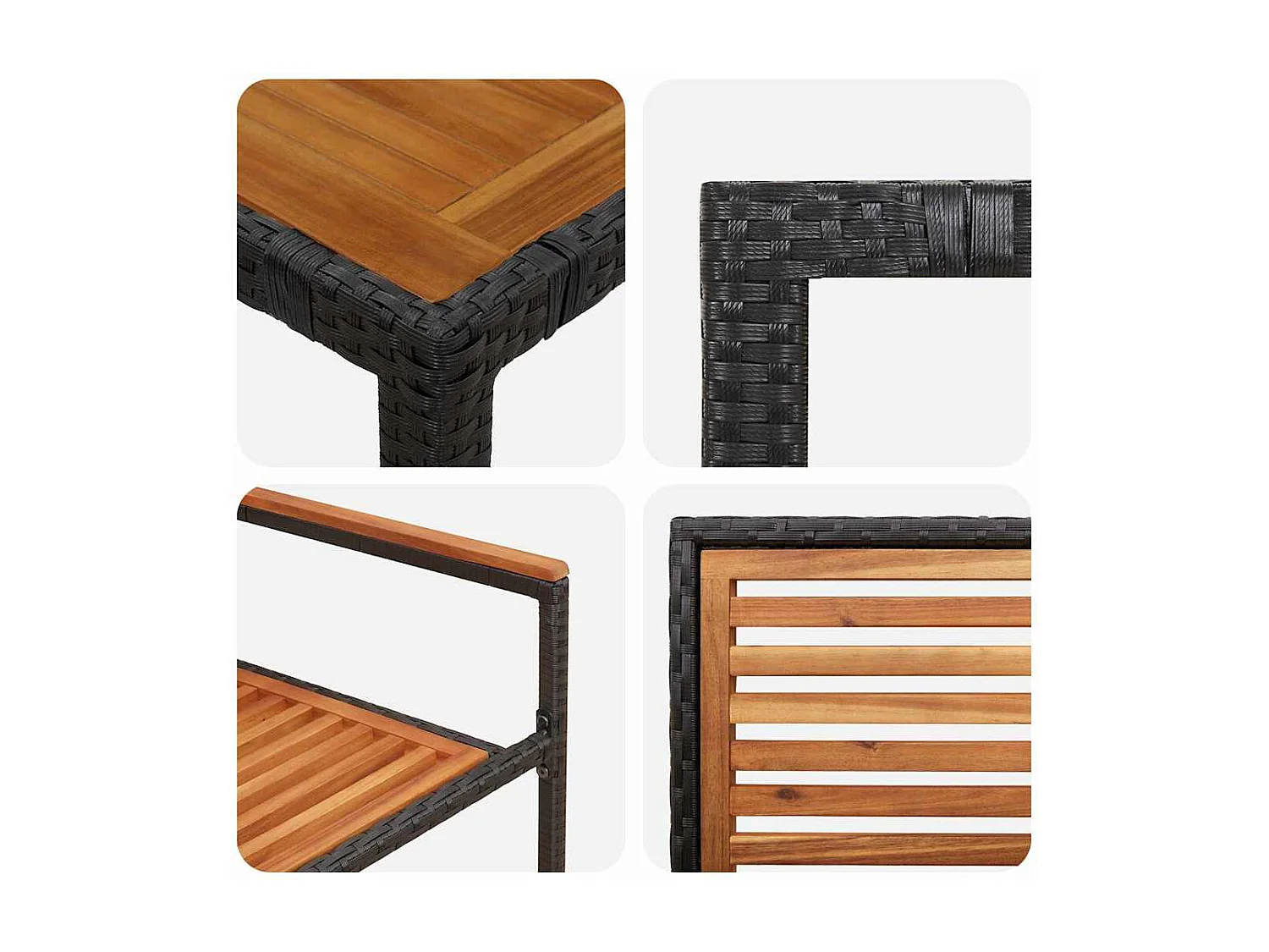 Ensemble de salle à manger pour jardin 7 pcs Noir, Bois