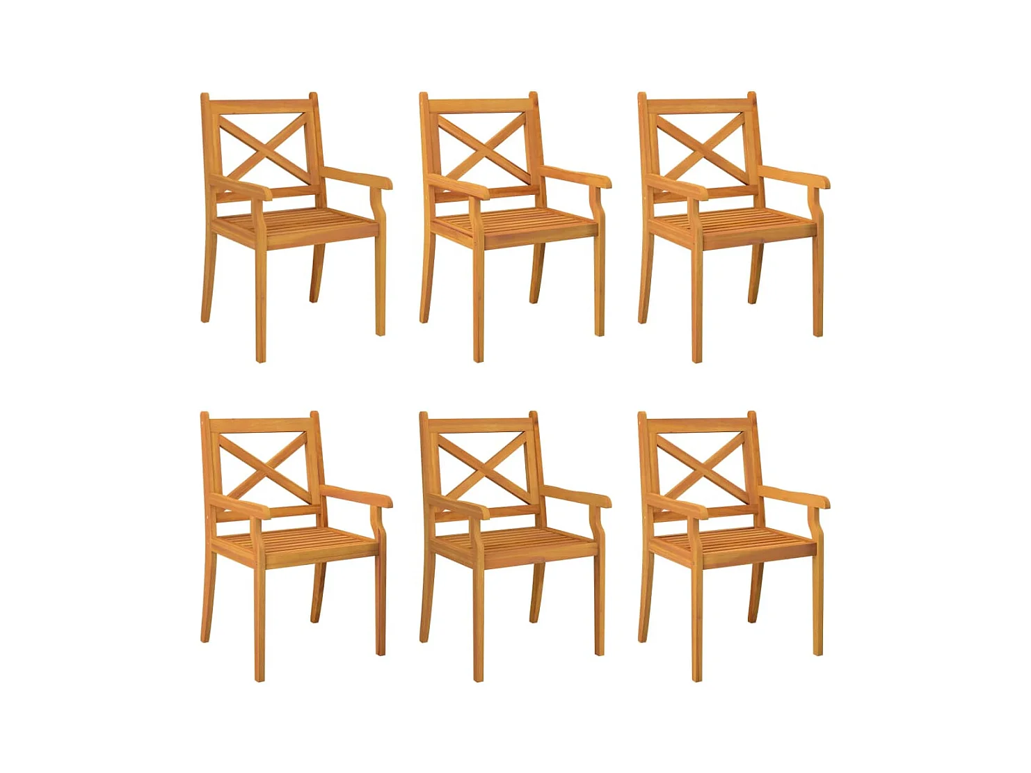 Set van 6 tuinstoelen van massief acaciahout