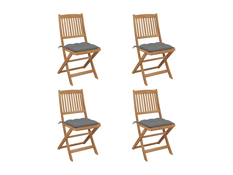 Set van 4 opvouwbare tuinstoelen met kussens Acaciahout