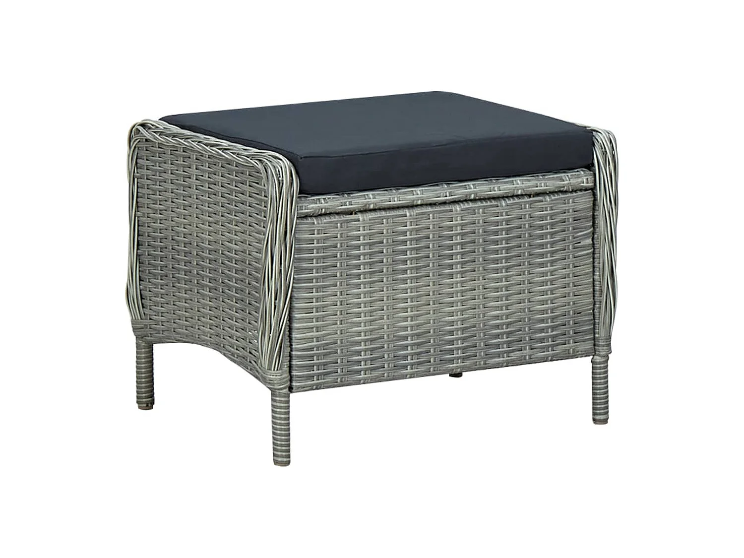 Liggende tuinstoel kruk Hars riet Lichtgrijs