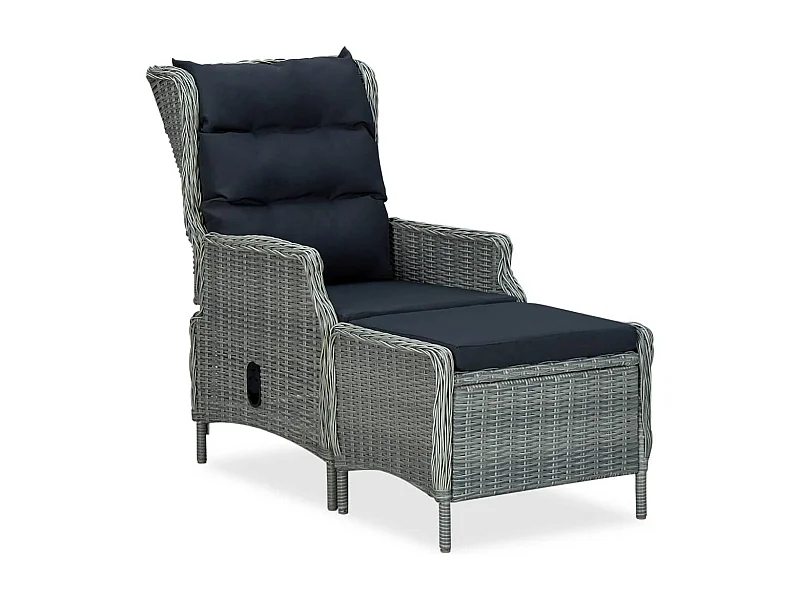 Chaise inclinable de jardin tabouret Résine tressée Gris clair