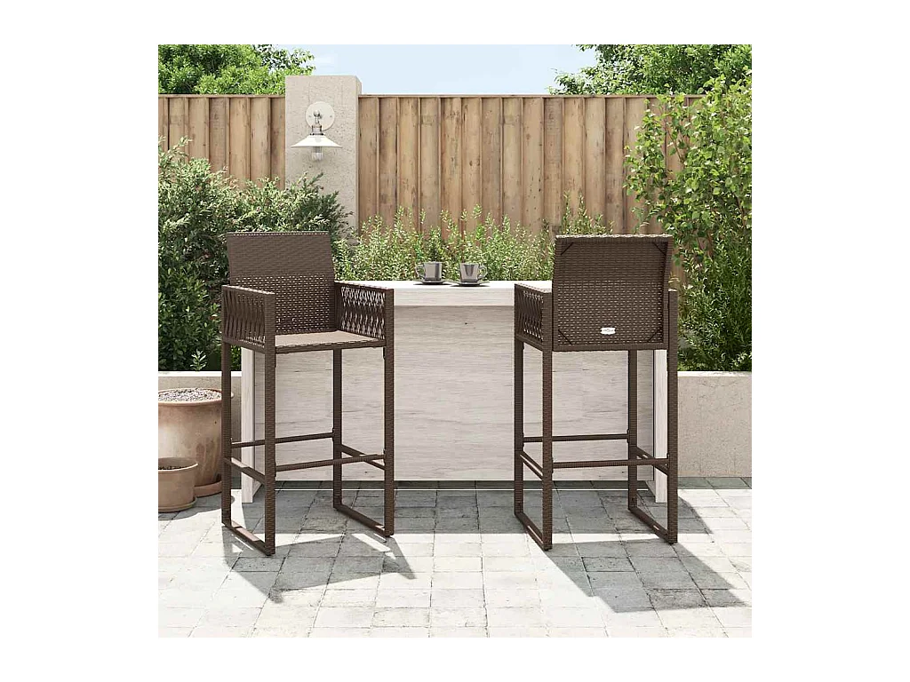 Tuinbarkrukken set van 2 bruin rieten hars