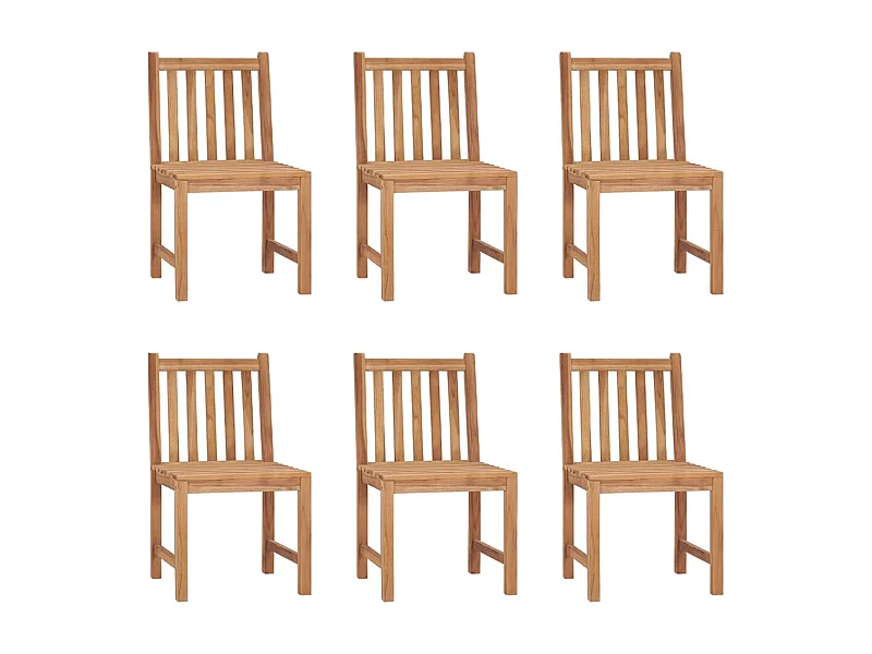 Chaises de jardin lot de 6 Bois de teck solide