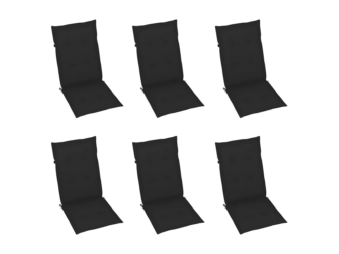 Chaises de jardin lot de 6 avec coussins noir Bois teck massif