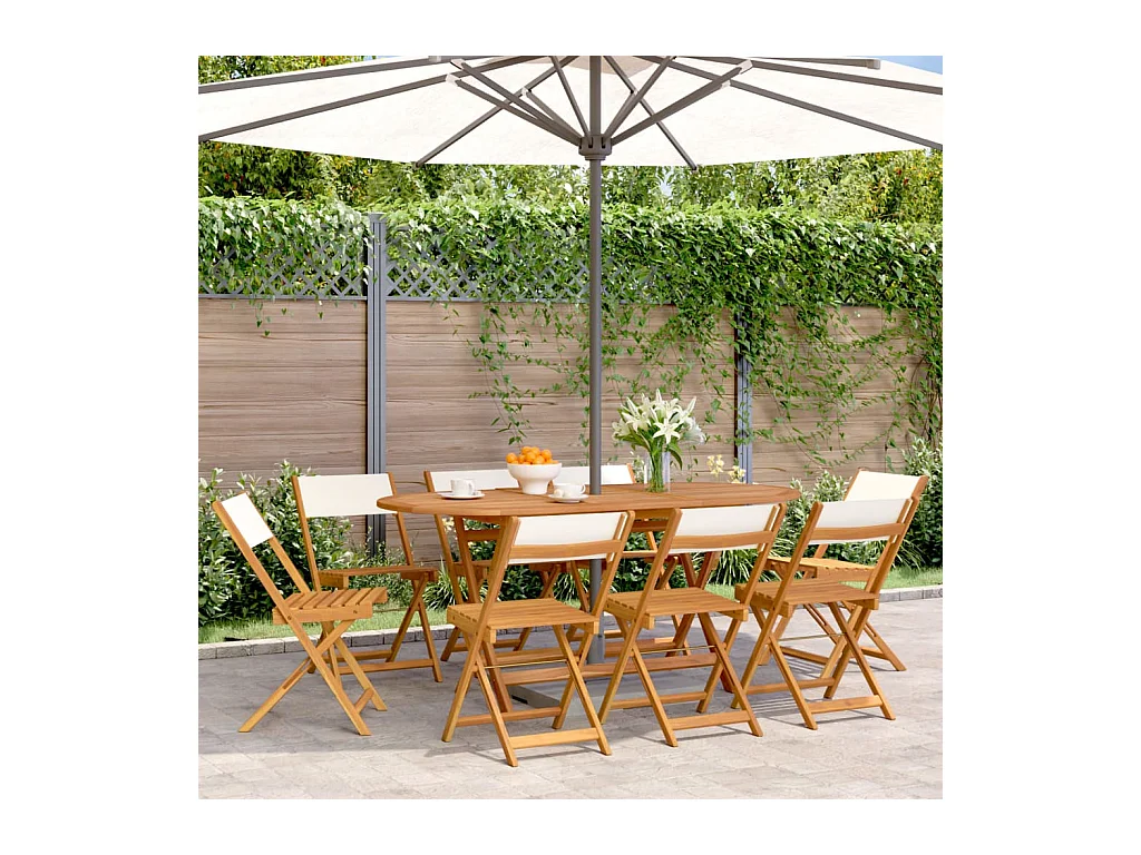 Chaises de jardin pliantes lot de 8 tissu et bois massif