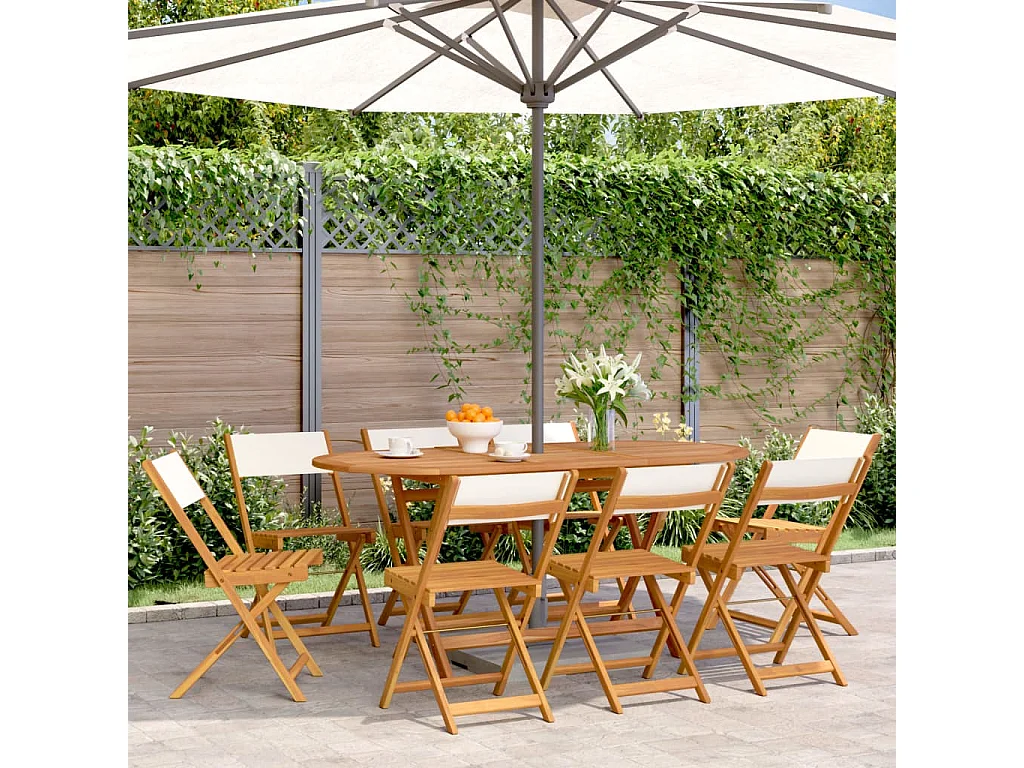 Chaises de jardin pliantes lot de 8 tissu et bois massif