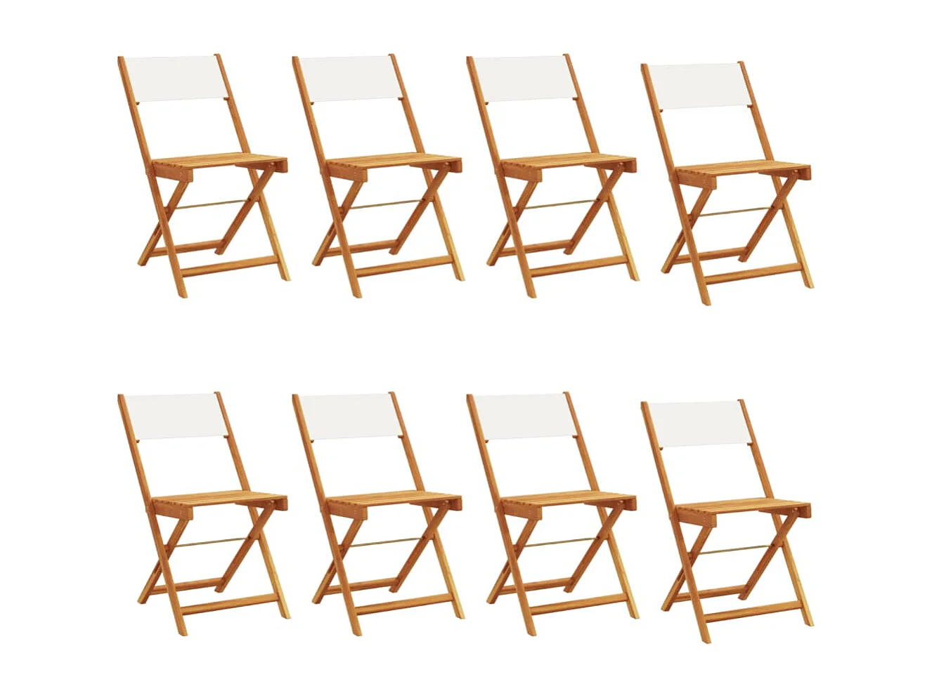 Chaises de jardin pliantes lot de 8 tissu et bois massif
