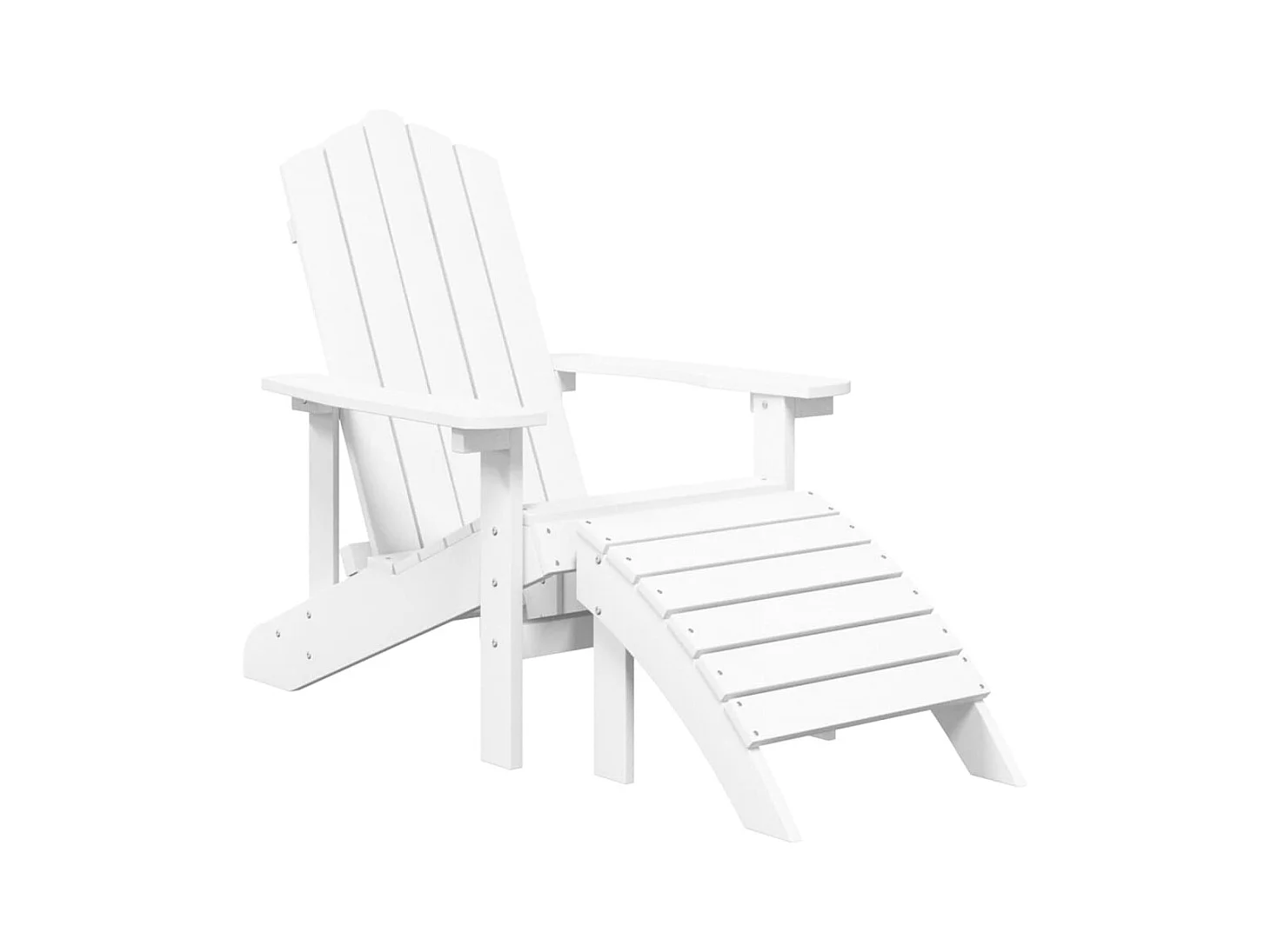 Chaise de jardin Adirondack repose-pied table PEHD Blanc