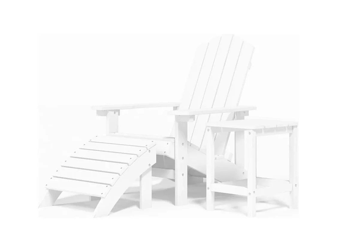 Adirondack Tuinstoel Voetenbank Tafel HDPE Wit