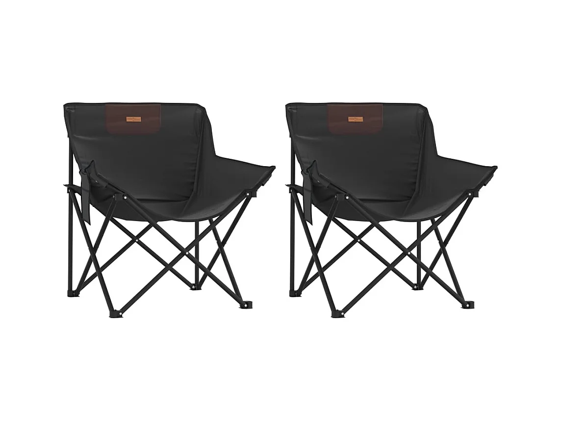 Kampeerstoel met opvouwbare zak set van 2 zwart