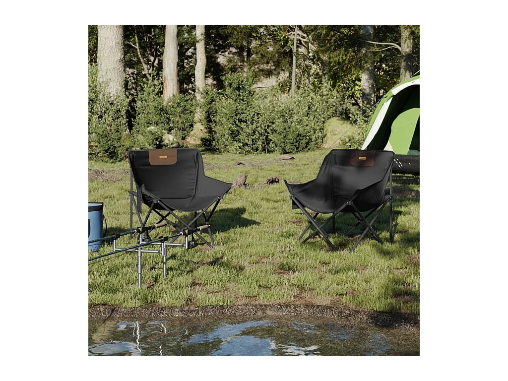 Kampeerstoel met opvouwbare zak set van 2 zwart