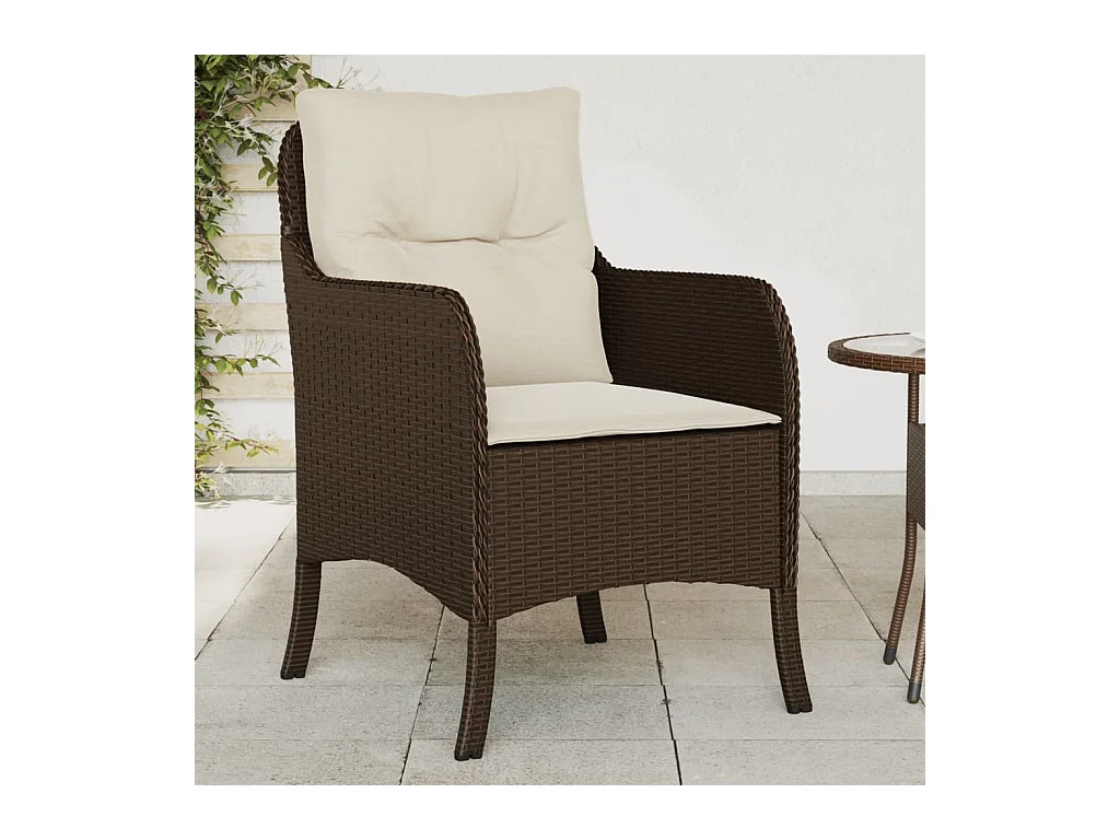 Tuinstoelen met kussens, set van 2, bruin, gevlochten hars