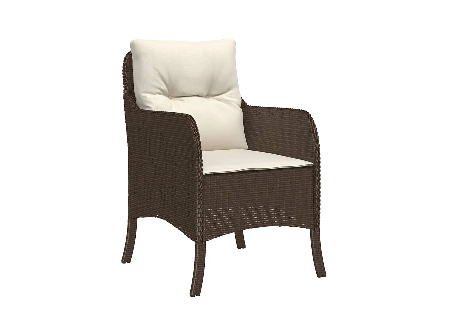 Tuinstoelen met kussens, set van 2, bruin, gevlochten hars