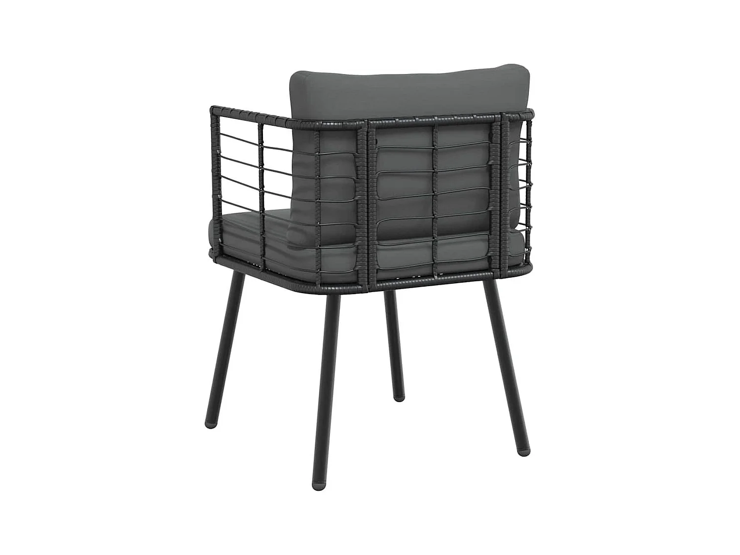 Chaises de jardin lot de 2 avec coussins noir résine tressée