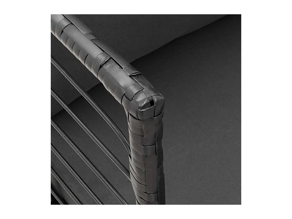 Chaises de jardin lot de 2 avec coussins noir résine tressée