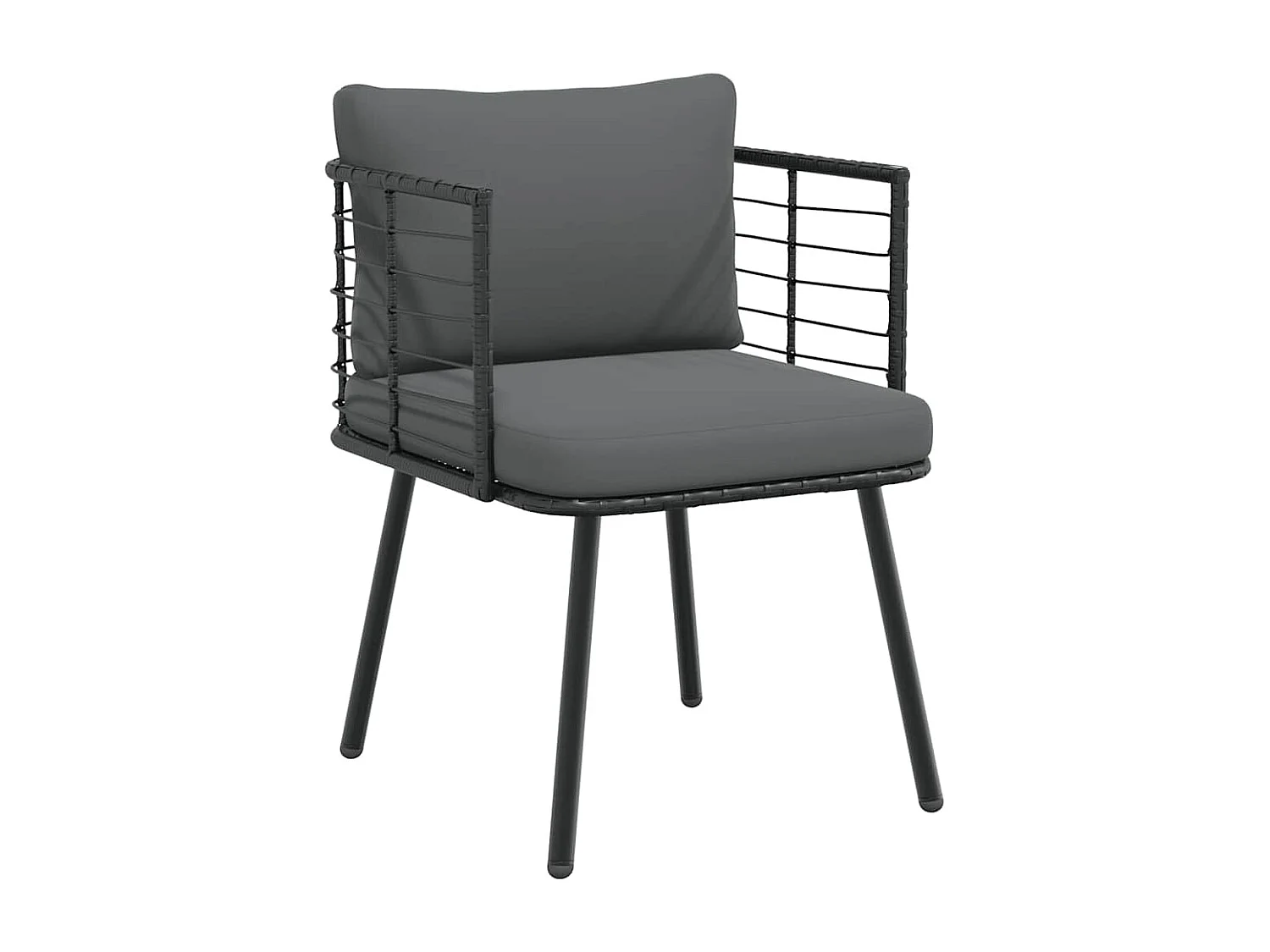 Chaises de jardin lot de 2 avec coussins noir résine tressée