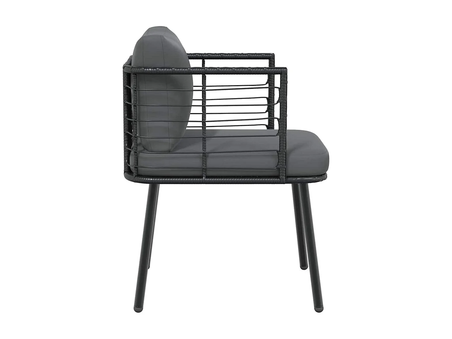 Chaises de jardin lot de 2 avec coussins noir résine tressée