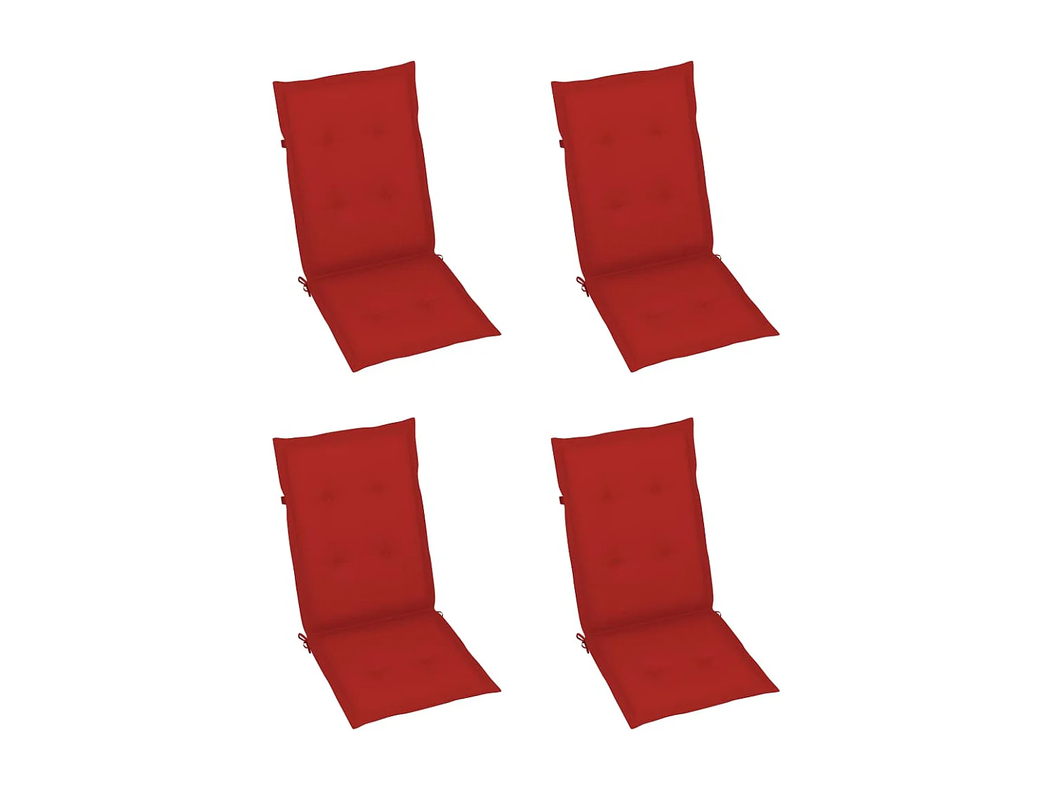 Chaises de jardin lot de 4 avec coussins rouge Bois teck massif
