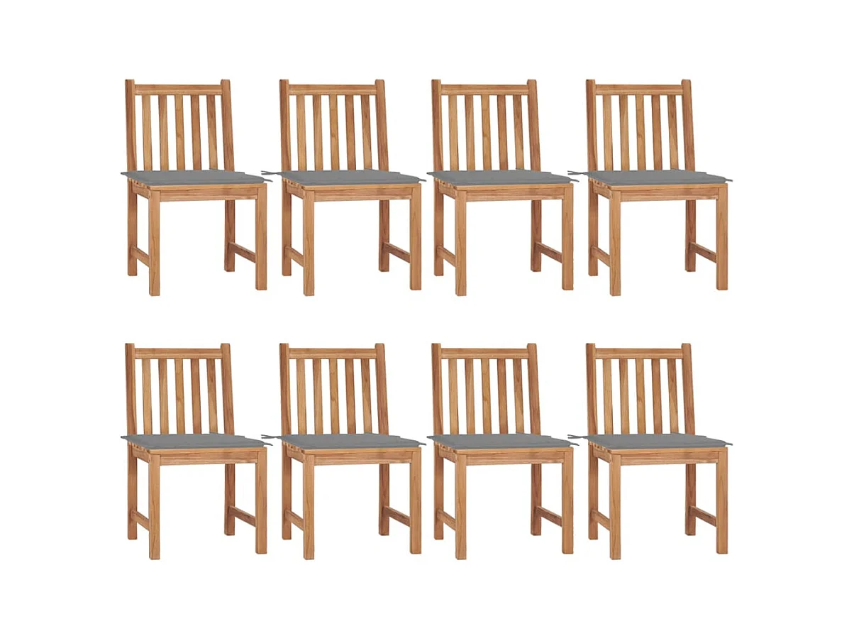 Set di 8 sedie da giardino con cuscini in legno massello di teak