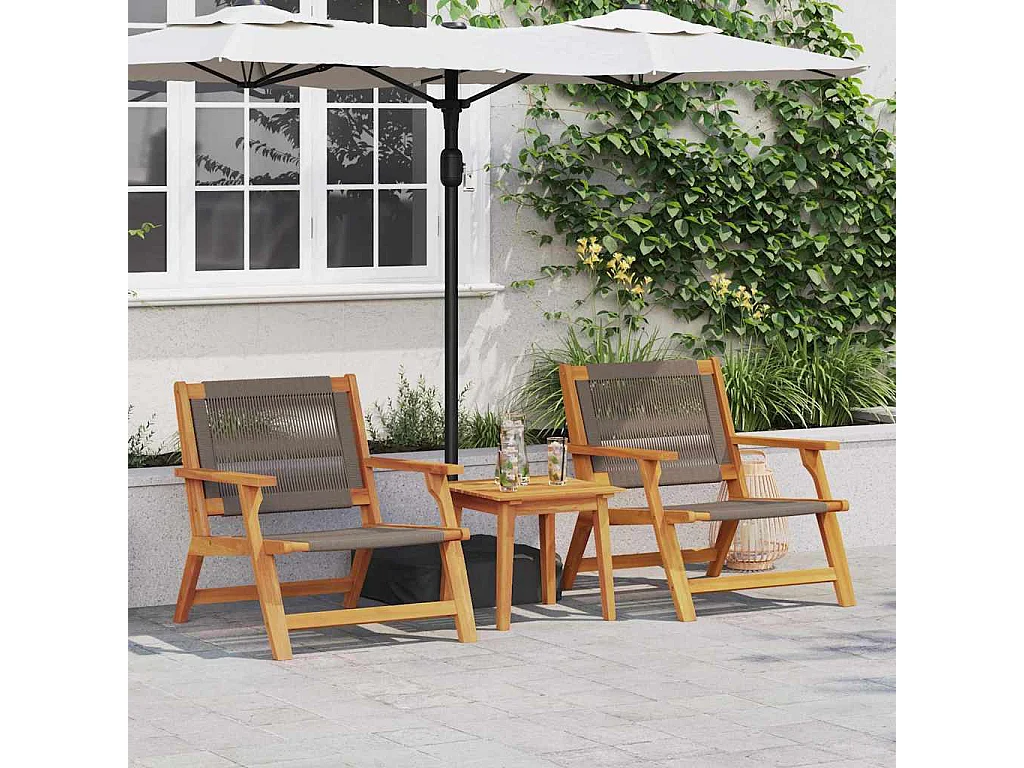 Tuinstoelen met tafel 3 stuks Grijs 45 x 45 x 40 cm