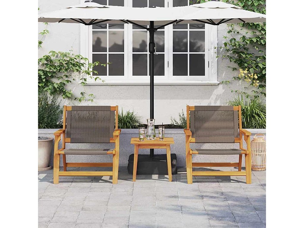 Tuinstoelen met tafel 3 stuks Grijs 45 x 45 x 40 cm