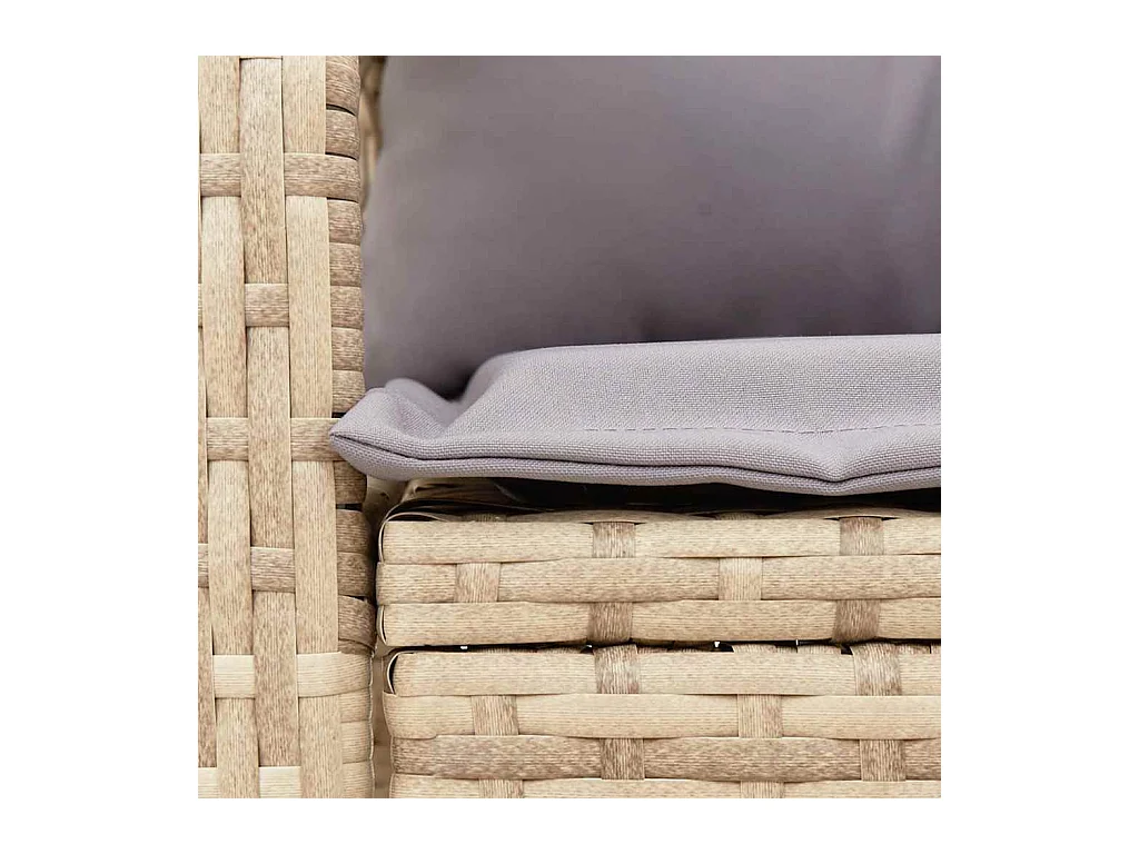 Chaise à bascule de jardin avec coussins beige résine tressée