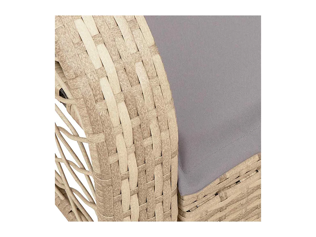 Chaise à bascule de jardin avec coussins beige résine tressée