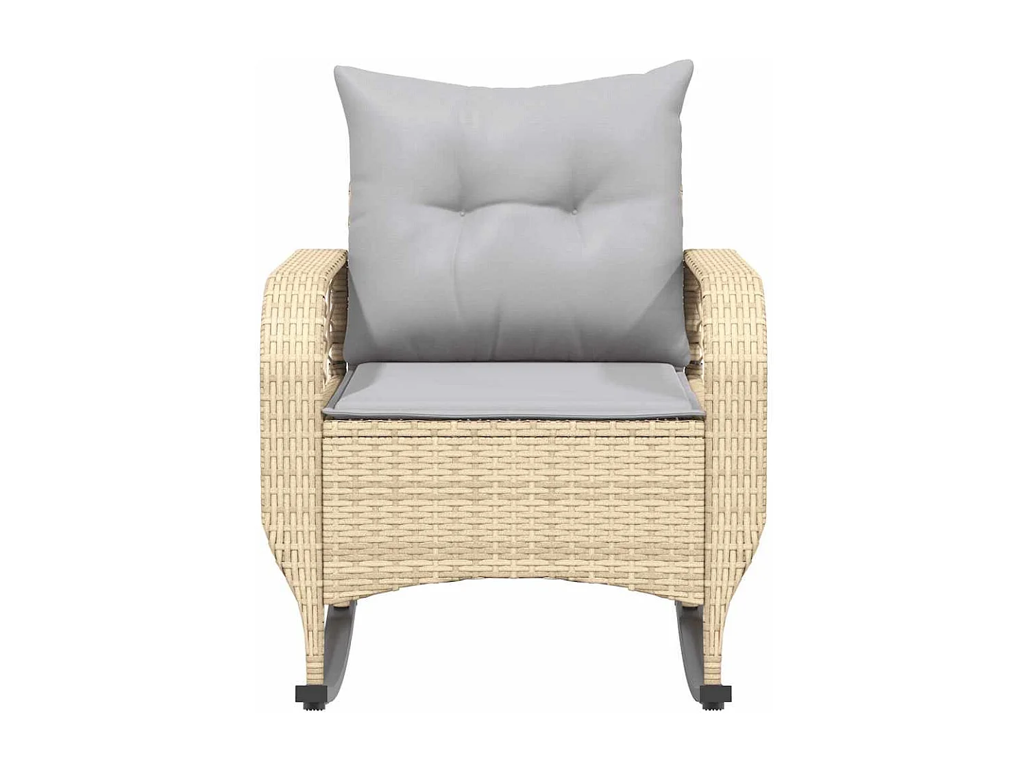 Chaise à bascule de jardin avec coussins beige résine tressée