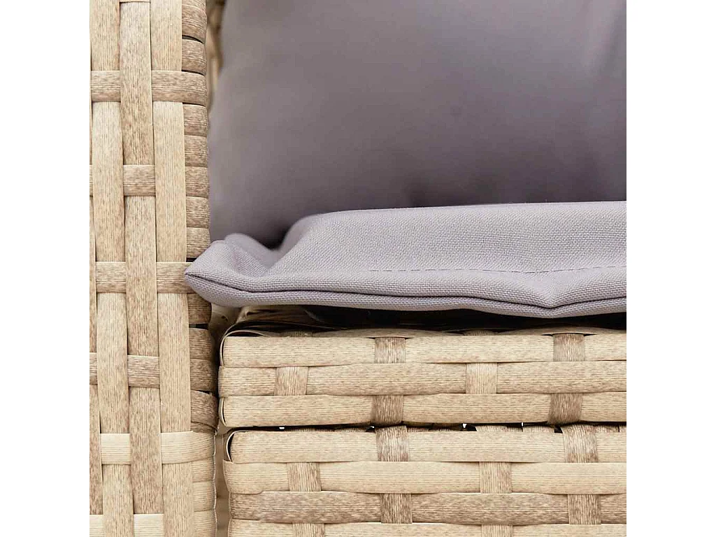 Chaise à bascule de jardin avec coussins beige résine tressée