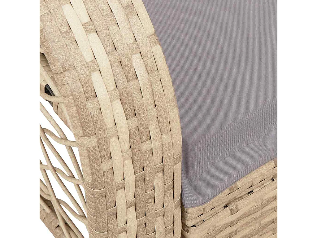 Chaise à bascule de jardin avec coussins beige résine tressée