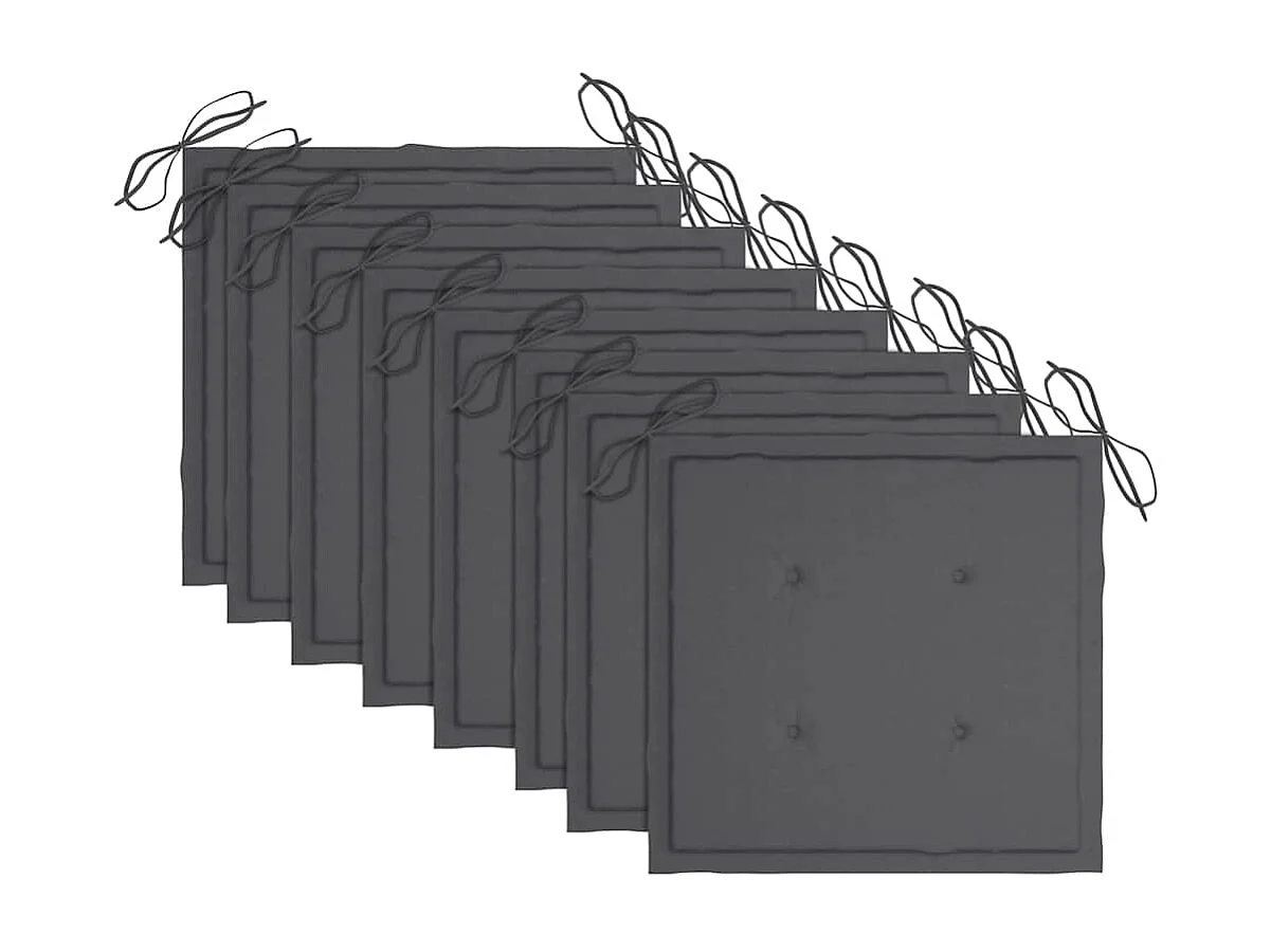 Set di 8 sedie da giardino con cuscini antracite in teak massello