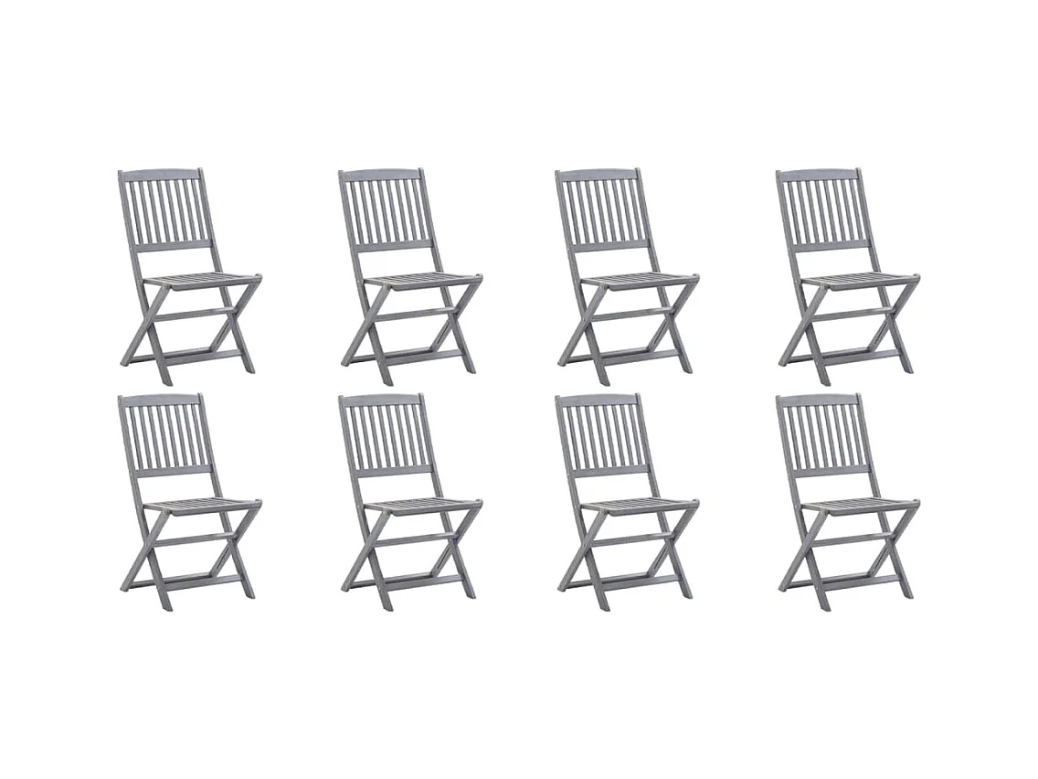 Set van 8 klapstoelen voor buiten met kussens van acaciahout